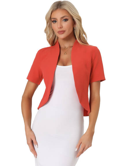 Allegra K- 3/4 Sleeve Collarless Business Blazer