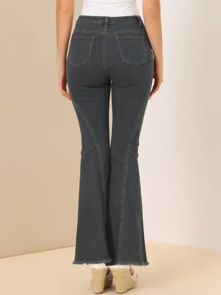 Allegra K - Pantalon en denim vintage Pantalon classique à cloche