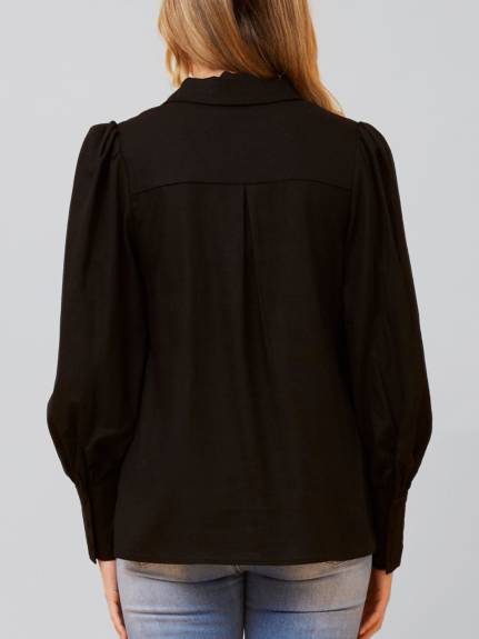 Annick - Maxine Shirt Fitted Long Puffy Sleeves Solid