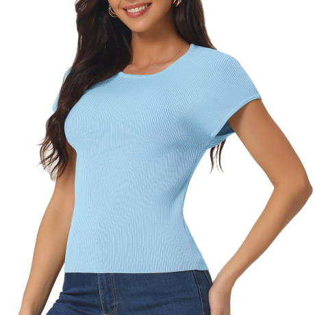 Allegra K - Slim Fit Summer Casual Knit Top