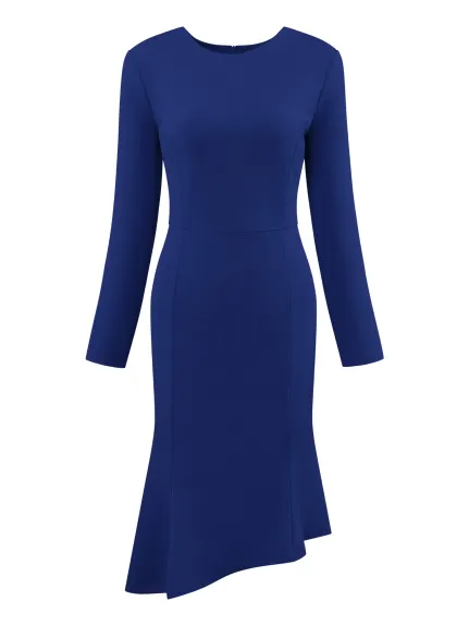 INSPIRE CHIC - Fishtails Belted Long Sleeve Formal Dress