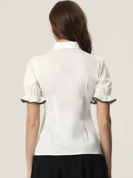 Allegra K- Peter Pan Collar Button Down Shirt