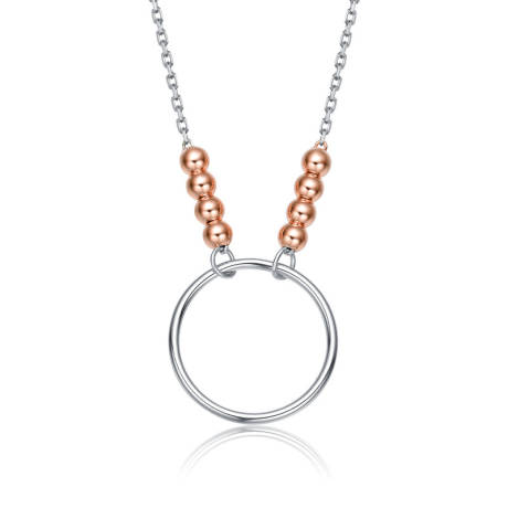 Genevive Sterling Silver Two-Tone Halo Pendant Necklace