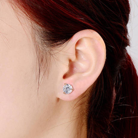 Rachel Glauber Stud Earrings with Colored Martini Prong Cubic Zirconia