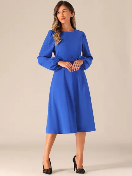 Allegra K - Flowy Maxi Lantern Long Sleeves Dress