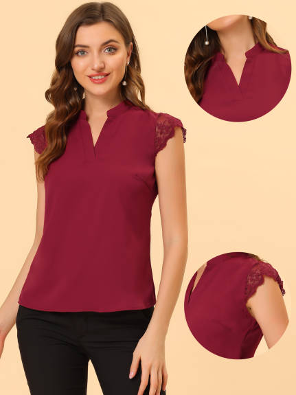 Allegra K- V Neck Sleeveless Blouse