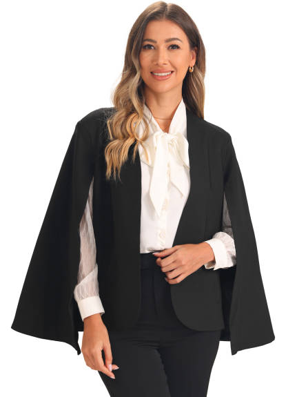 Allegra K - Cape Sleeve Open Front Blazer