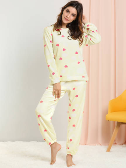 Allegra K- Flannel Pajama Set Long Sleeve Loungewear