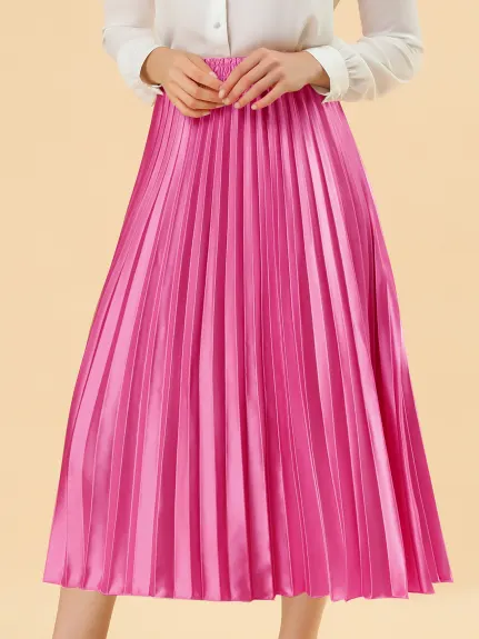 Allegra K - Elastic Waist Accordion Pleated Midi Skirt