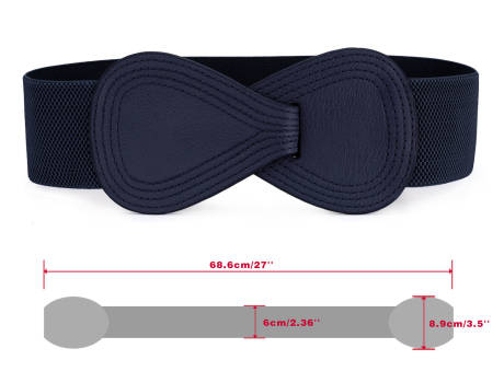 Allegra K- Interlock 8-Shaped Buckle Elastic Belt