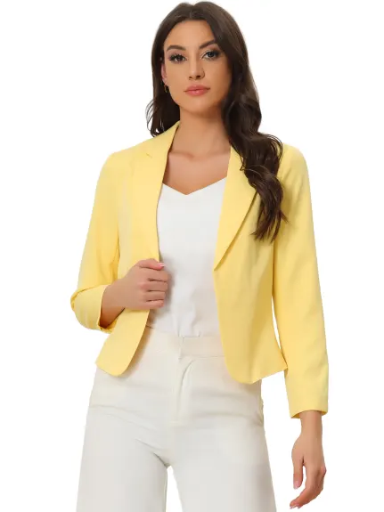 Allegra K- Open Front Crop Suit Blazer Jacket