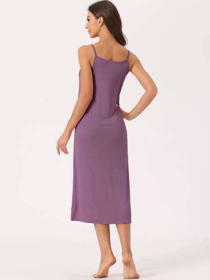 cheibear - Cami Tank Sleeveless Midi Sleepdress