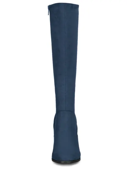 Allegra K- Side Zipper Chunky Heel Knee High Boots