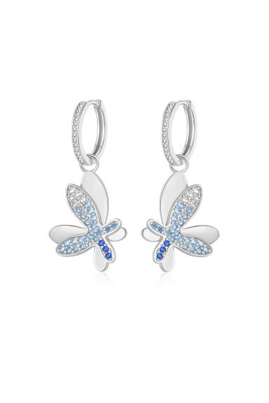 Classicharms-Pavé Diamond Butterfly Dangle Drop Hoop Earrings