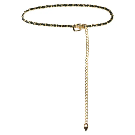 Allegra K- Rhinestone Sparkle Chain Plus Size Waist Belt Gold