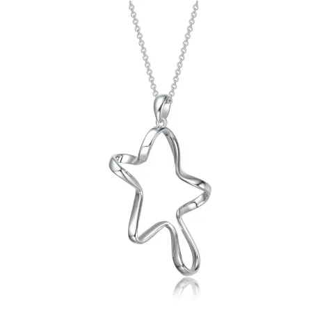 Genevive Sterling Silver Star Pendant Necklace