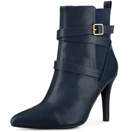 Allegra K- Strappy Stiletto High Heel Ankle Boots