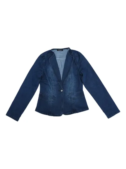 Allegra K- vestes en Jean élastique col revers