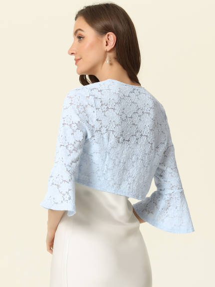 Allegra K- Lace Bell Sleeves Bolero Cardigan