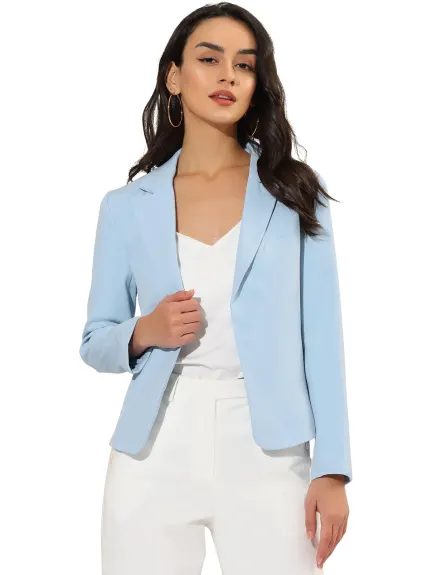 Allegra K- Open Front Casual Crop Suit Blazer Jacket