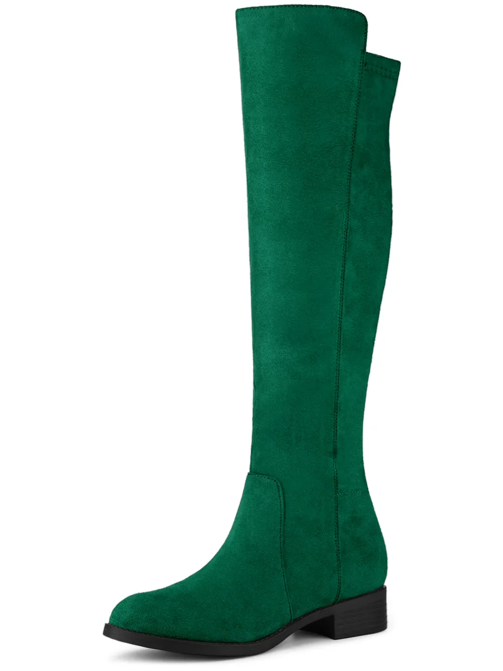 Allegra K- Chunky Heel Casual Zip-up Knee High Boots