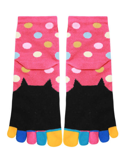 Allegra K- Women's Dots Cat Stretchy Ankle Toe Socks