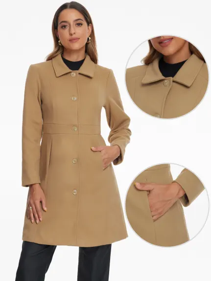 Allegra K- Manteau d'hiver élégant à boutons