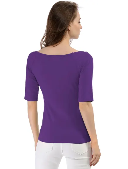 Allegra K- Half Sleeves Fitted Layering T-Shirt