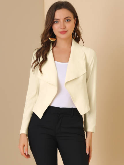 Allegra K- Open Front Crop Blazer Jacket