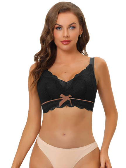 Allegra K- Soutien-gorge minimiseur rembourré en dentelle sans armatures pour femmes