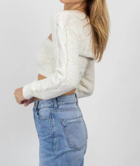 OLIVACEOUS - Match Made Fuzzy Bolero Top