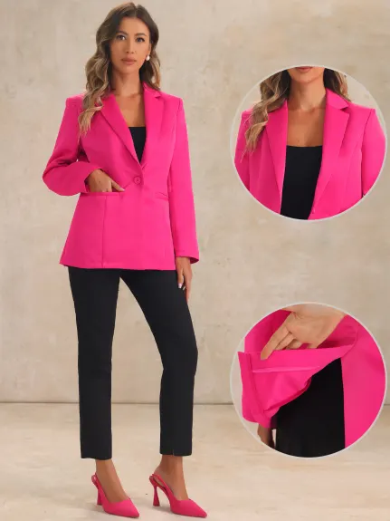 Allegra K- Long Sleeve Lapel Button Blazer Jackets