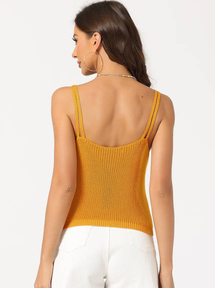 Allegra K - V Neck Spaghetti Strap Knit Cami Top