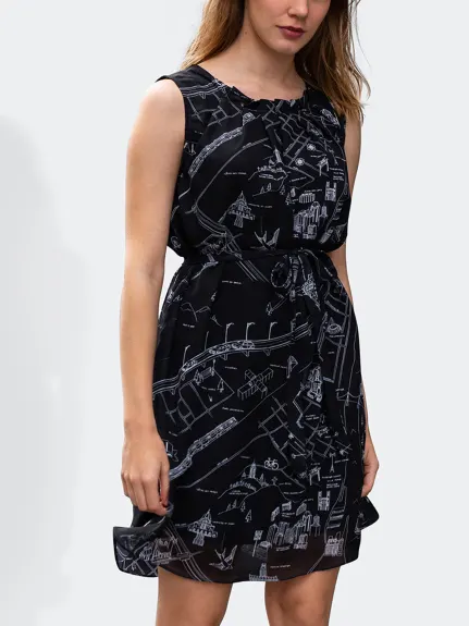 Annick - La Métropolitaine Dress Montréal Map Print Black