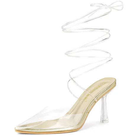 Allegra K - Clear Stiletto Heel Lace-up Pump