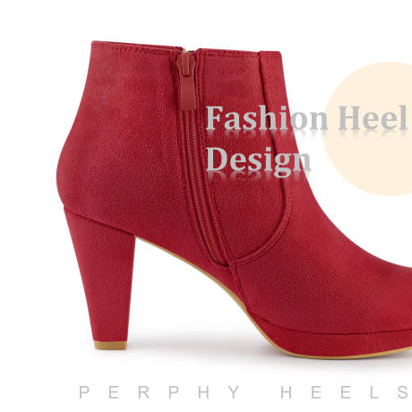 Allegra K- Platform Round Toe Chunky Heels Ankle Boots