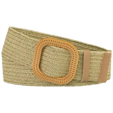 Allegra K- Stretch Woven Belt Retro Wide Waist Square Buckle