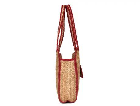 Aaron Leather Goods-Urban Eco Jute Tote Bags - Red