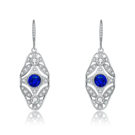 Genevive Boucles d'oreilles dormeuses en argent sterling plaqué or blanc avec couronne de zircons cubiques colorés