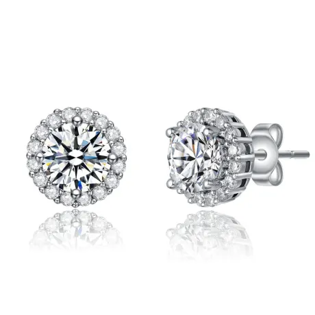 Rachel Glauber Elegant Round Stud Earrings with Colored Cubic Zirconia