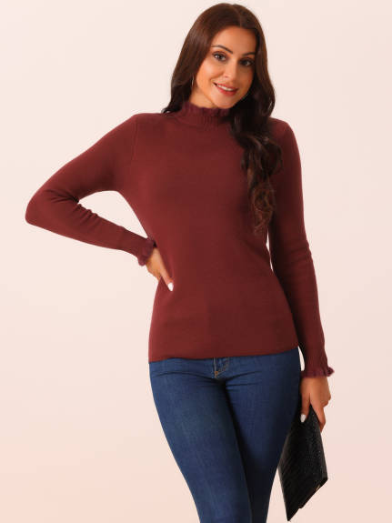 Allegra K - Slim Fit Mock Neck Sweater