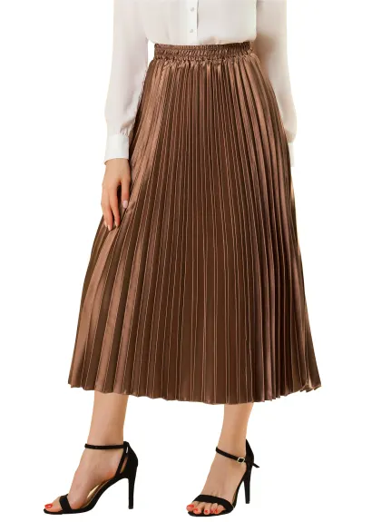 Allegra K - Elastic Waist Accordion Pleated Midi Skirt