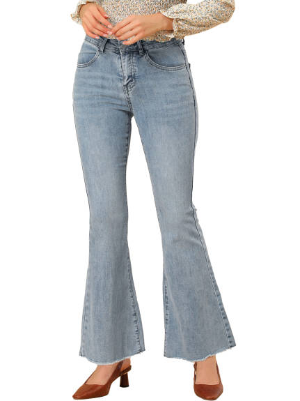 Allegra K- High Waist Slash Pocket Wide Leg Denim Jeans