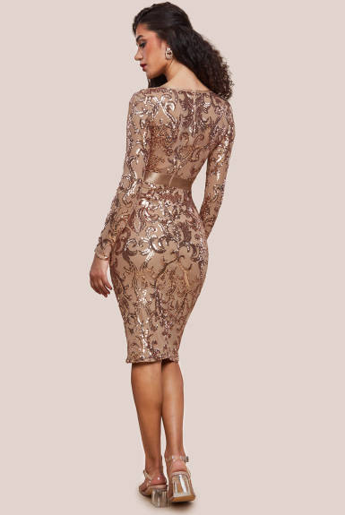 Goddiva - Sequin & Mesh Midi Dress