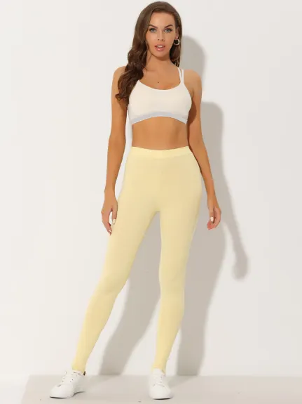 Allegra K - Solid Elastic Yoga Stirrup Leggings Pants