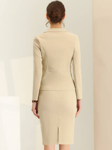 Allegra K- 2 Piece Suit Set Blazer and Pencil Skirt