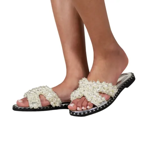 Where's That From - Womens/Ladies Iona Pearl Wide Flat Sliders