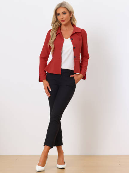 Allegra K - Peter Pan Collar Peplum Elegant Blazer