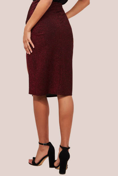 Goddiva - Knot Front Thigh Split Midi Skirt