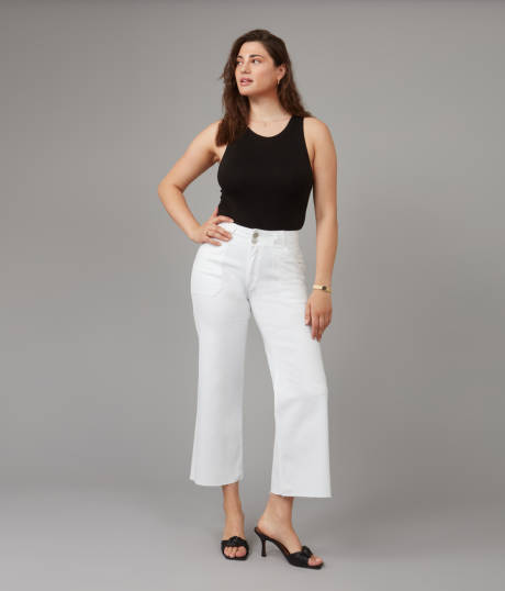 Lola Jeans COLETTE-WHT High Rise Wide Leg Jeans